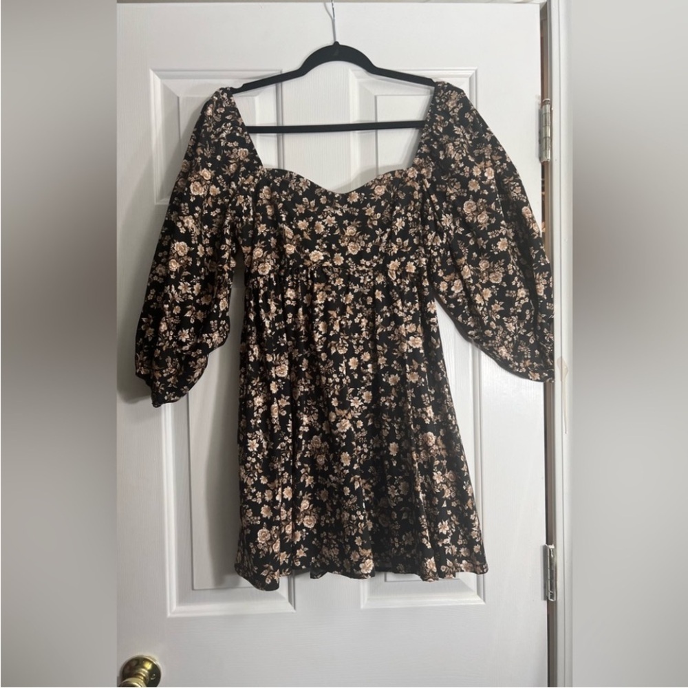Altar'd State Black Floral Long Sleeve Dress - Picture 3 of 4